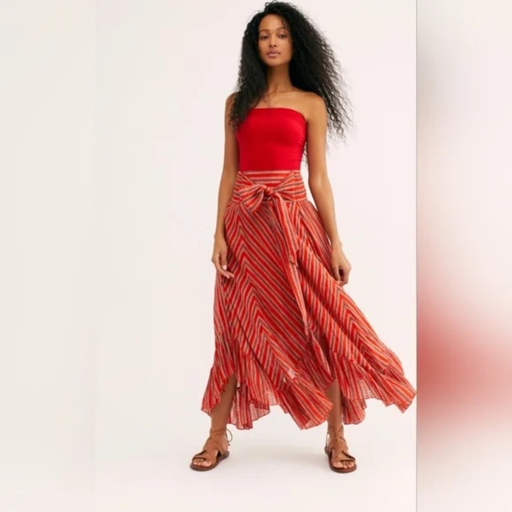 Free People Red Maxi Skirt